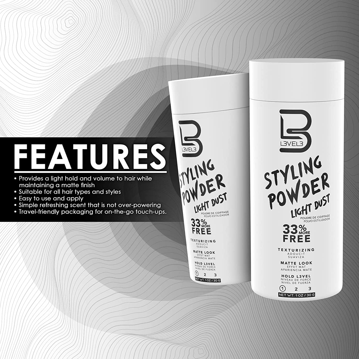 Level 3 Light Hold Styling Powder - Natural Matte Hairstyle - Texturizing and Volumizing