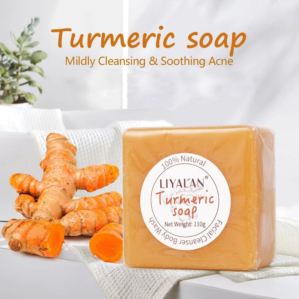 Turmeric Soap Bar for Face & Body-Tumeric Soap,Smooth Skin,Cleansing Natural Handmade Soap Sensitive Skin Formula, Vegan Soap